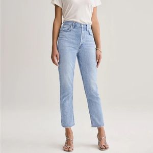Agolde Riley Crop High Rise Straight Leg in Blur
